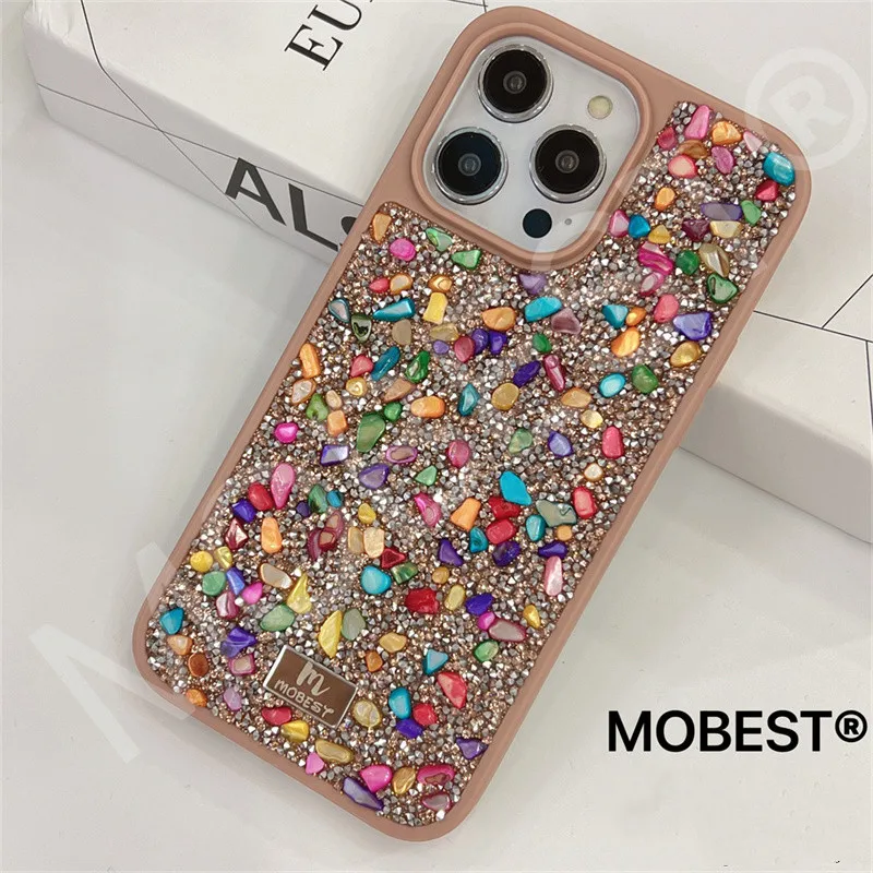 Stone Bling Back Case For iPhone 15 14 13 Pro Max Glitter Diamond luxury Shiny Cover