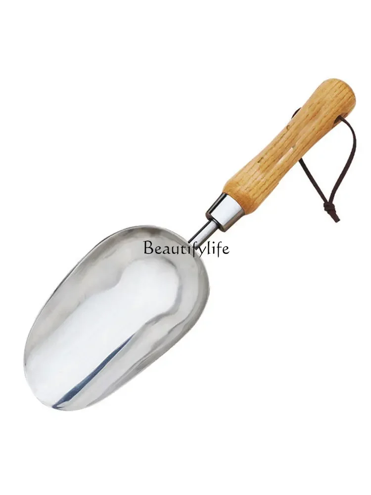 

Gardening Fertilizer Shovel Household Shovel Fat Vegetable Planting Artifact Wooden Handle Stainless Steel Non-