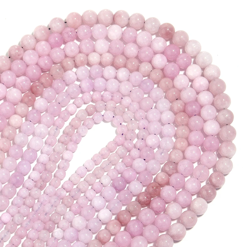 Fioletowy naturalny Kunzite Spodumene kamienne koraliki 6/8/10mm okrągły kamień szlachetny dla DIY bransoletki naszyjnik tworzenia biżuterii materiały z koralików