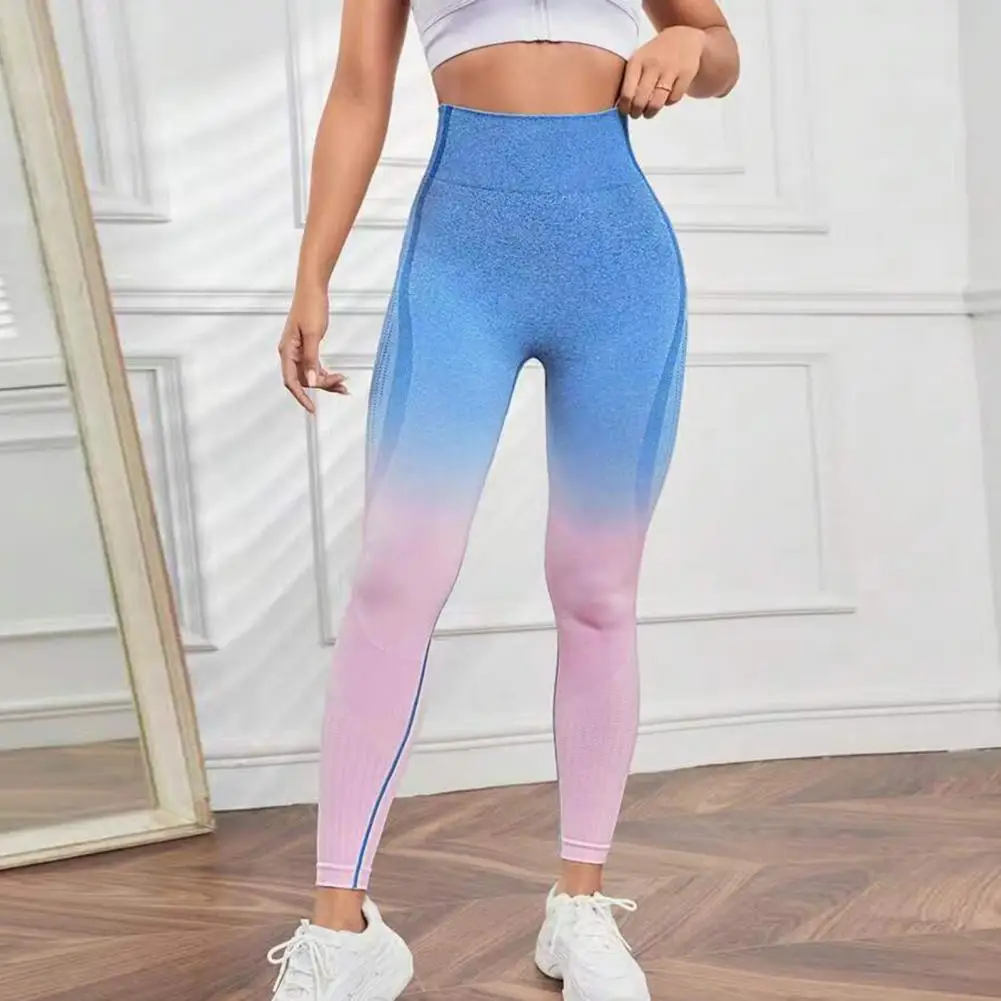 Leggings da donna Leggings da Yoga senza cuciture a vita alta sfumati controllo della pancia bottino Push Up Yoga pantaloni Skinny