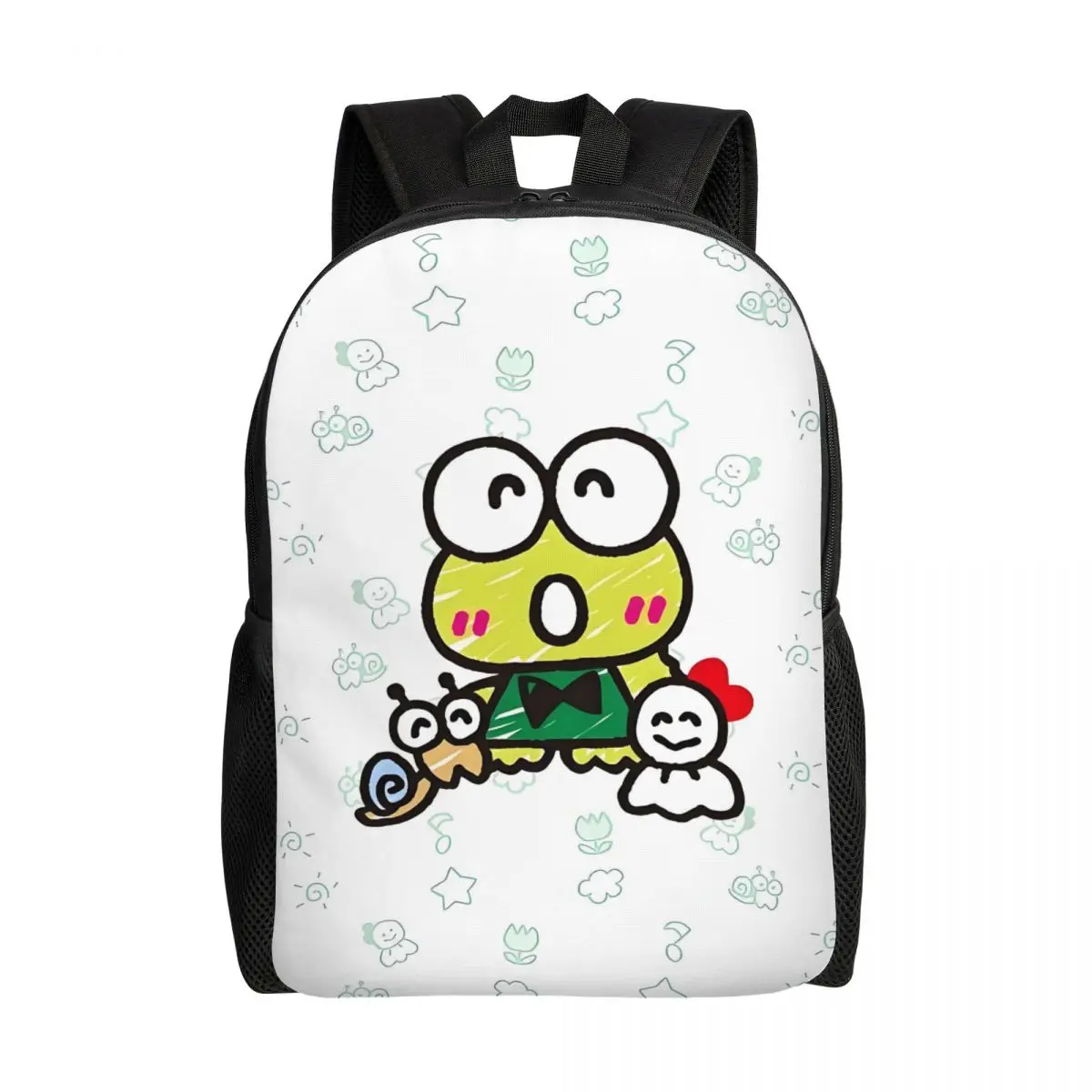 

Custom 3D Printing Keroppi Kero Kero Backpacks Cartoon Pattern College School Travel Bags Women Men Bookbag Fits 15 Inch Laptop