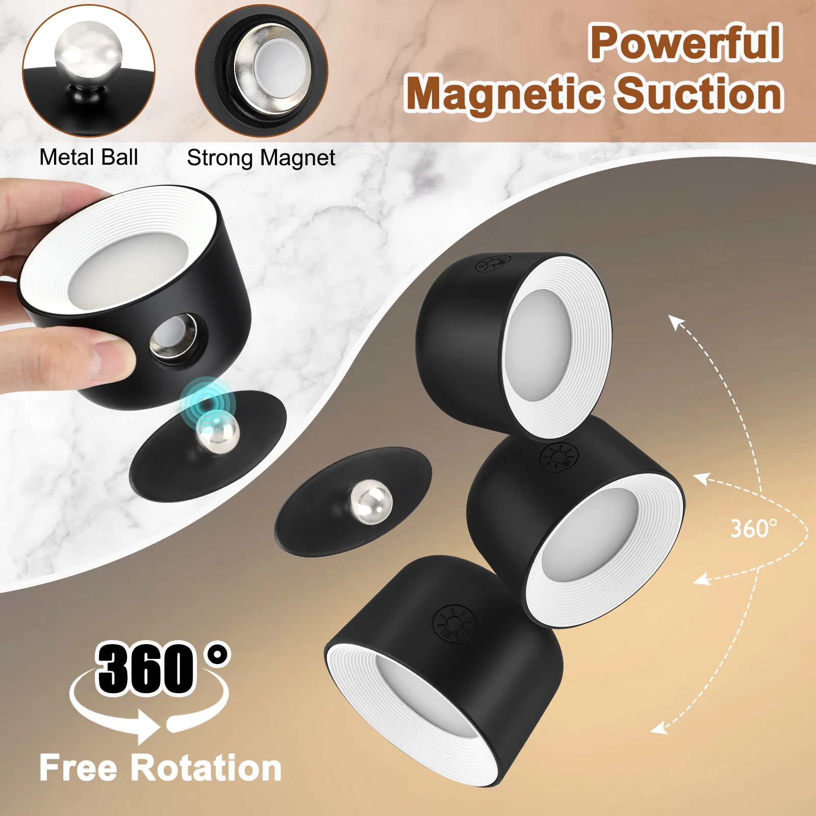 Remote Control LED  Wall Light Night Light, Bedroom Bedside Light, 360 Degree Rotation, RGB Color Changing Light, Dimmable image 2