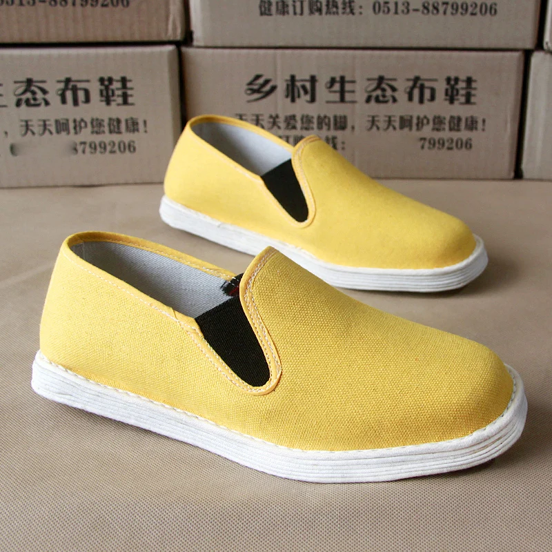 

Spring yellow Lady Classic Beijing handmade cloth sole shoes autumn breathable flat heel layers sole Unisex Casual Daily shoes