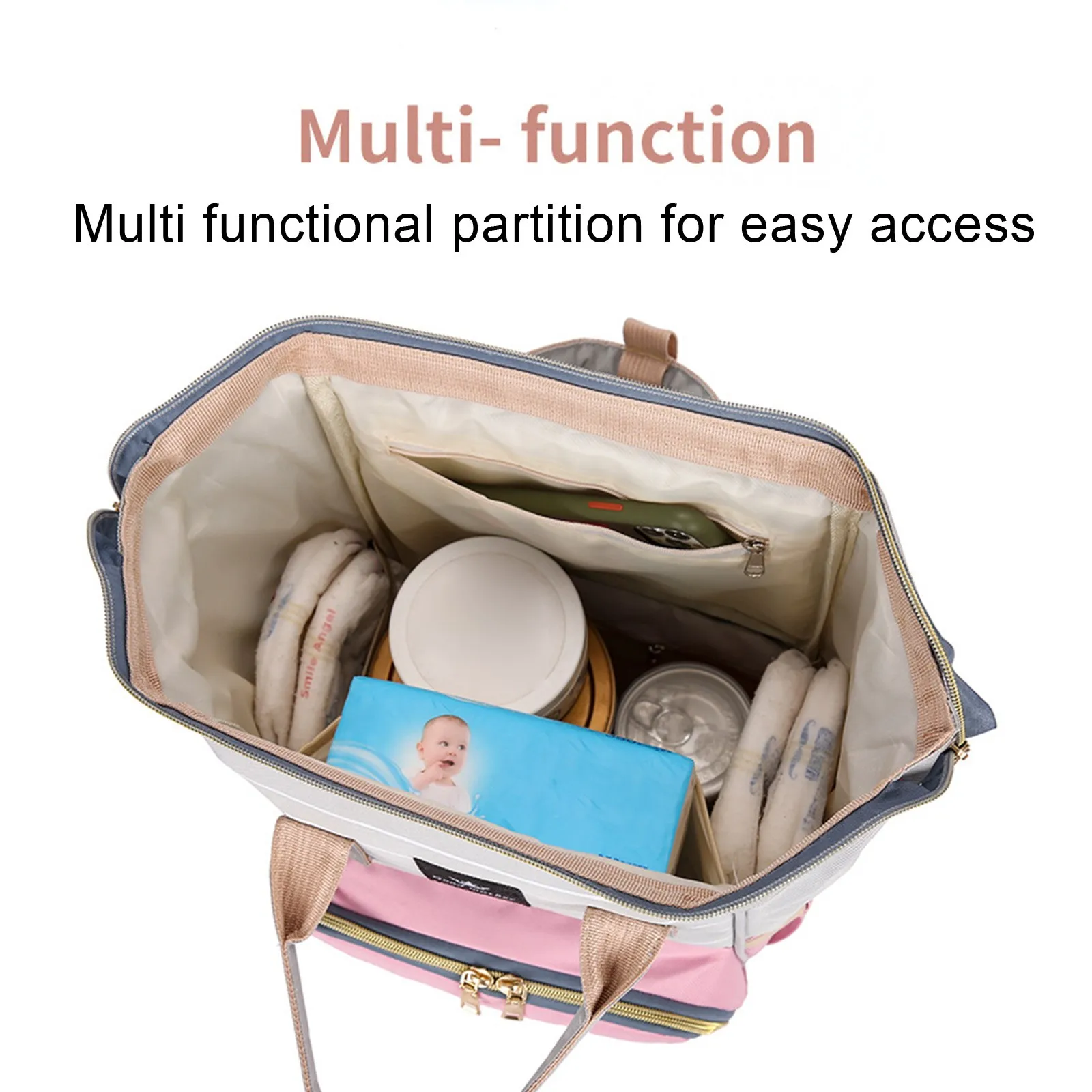 حقيبة ظهر للحفاضات للأطفال، حقيبة ظهر مخصصة للحفاضات، حقيبة ظهر للأم متعددة الوظائف مناسبة للسفر والخارج #6