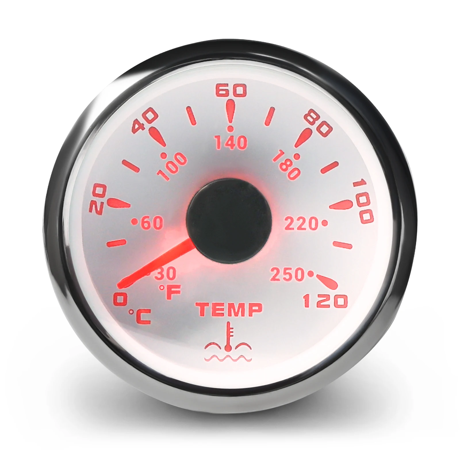 52mm Water Temp Meter Signal 0-120℃ 30-250℉ Temperature Gauge Indicator with 7 Colors Backlight for Boat Car Motorcycle