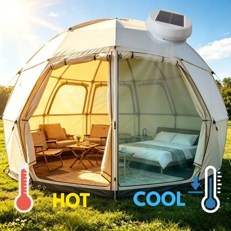 25W 14 Inch Solar Attic Fan IP68 Waterproof Brushless Motor Solar Roof Ventilator Exhaust Fan for Shed Dome Tent