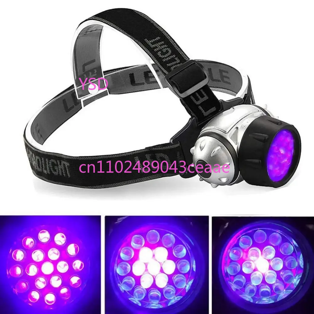 Battery Operated 395nm UV Purple Ultraviolet Head Torch Rainproof LED Headlamp Camping Hunting Flashlight