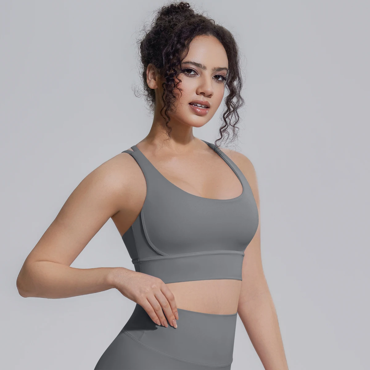 Damen Einfarbiger Schöner Rückenfreier Yoga-BH Yoga-Unterwäsche mit Brustpolster Sommer Fitness Sport Stoßfester Workout-Top Sexy BH – Detail 32