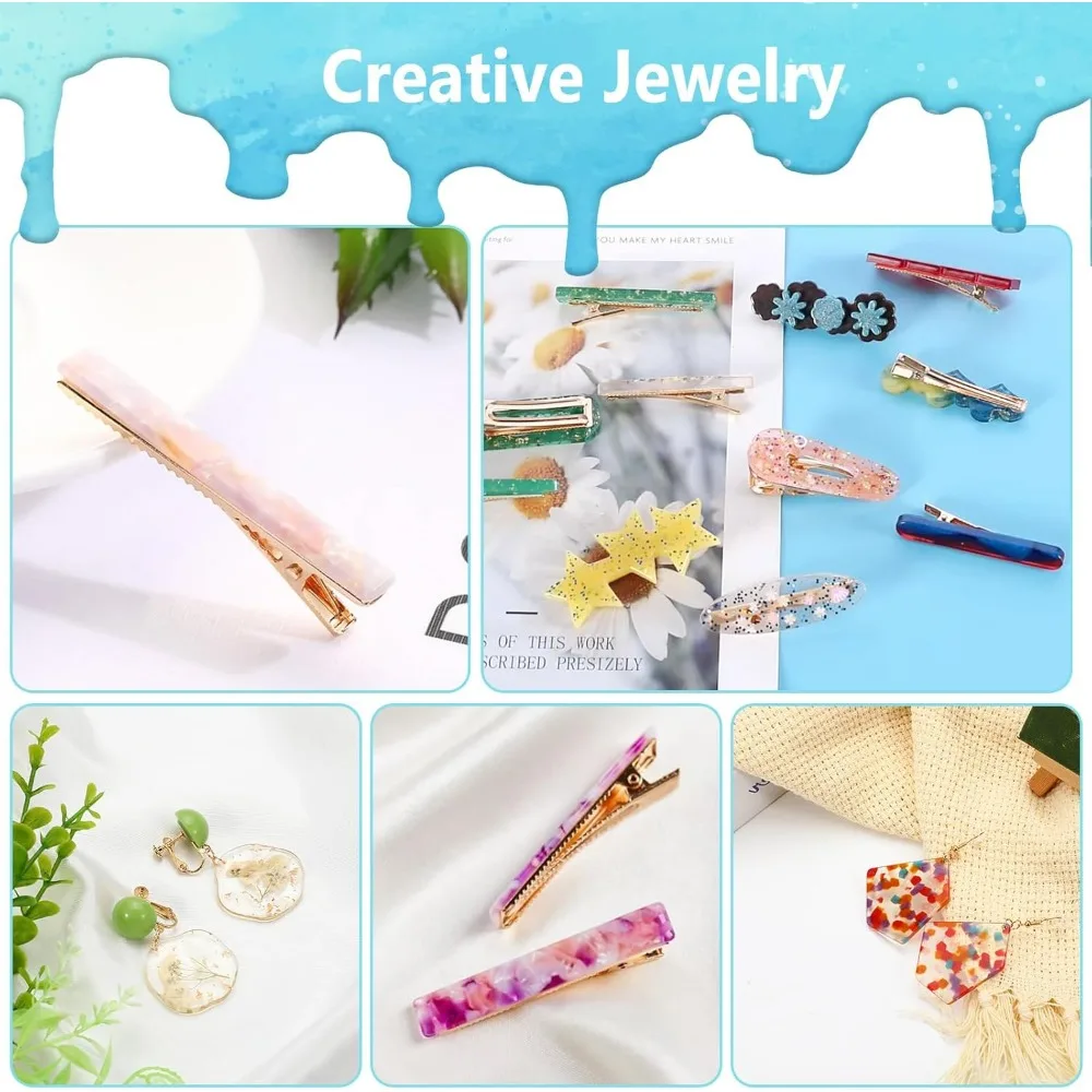 ชุดทำเครื่องประดับเรซิน UV, เรซินใส 400 กรัมพร้อมแสงและแม่พิมพ์, ชุดเรซินทำเครื่องประดับ DIY, ชุดเรซินเรซินเริ่มต้น f