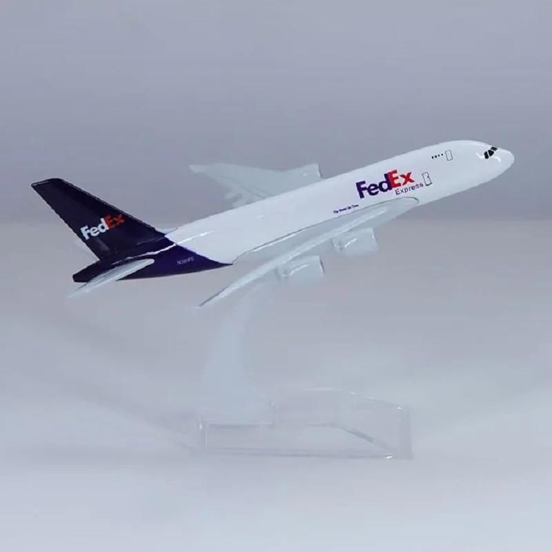 A380 نموذج طائرة طائرة فيديكس الخطوط الجوية 16 سنتيمتر 1/400 مقياس الطائرات دييكاست ألعاب معدنية نموذج طائرة عرض الأطفال
