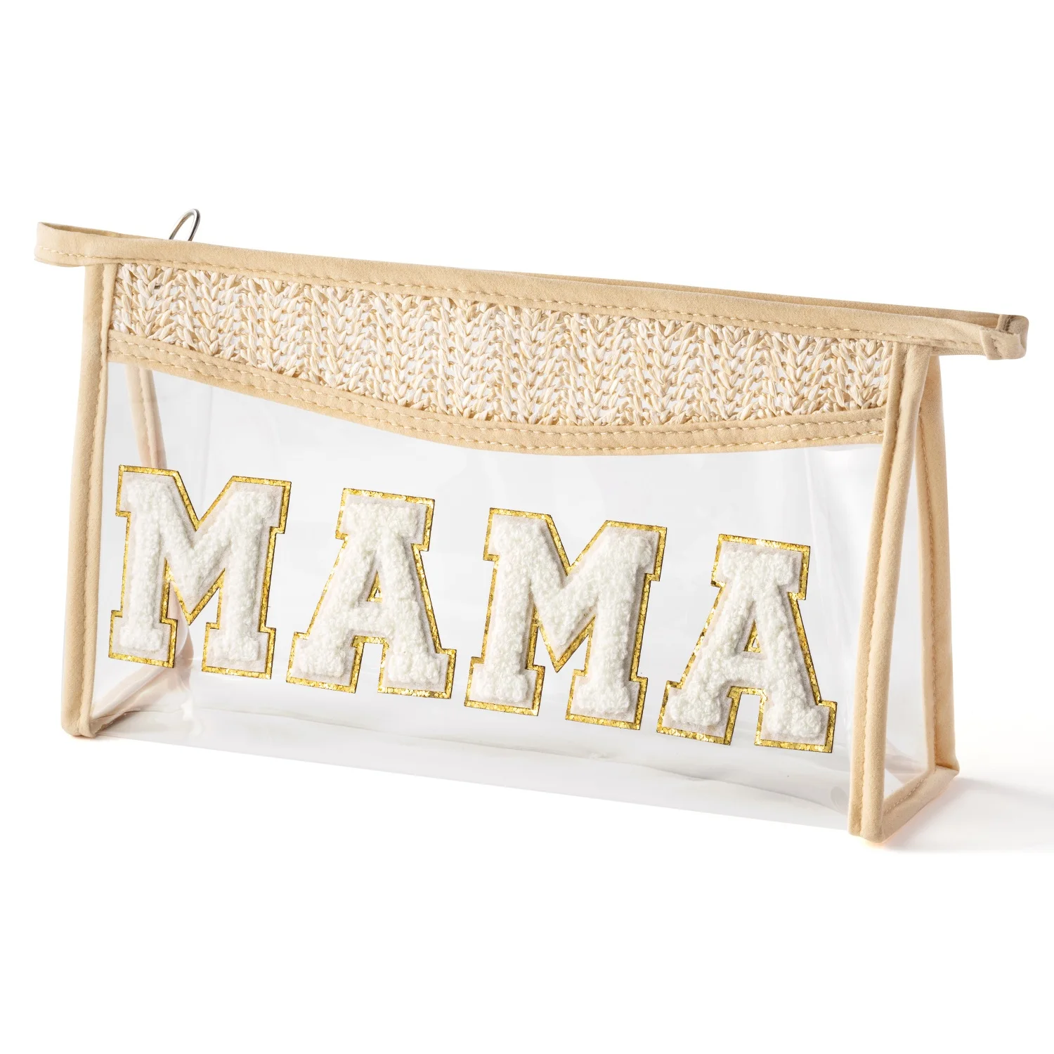 MAMA-Bolsa de maquillaje grande con parche de letras para el día de la madre, playa, piscina, artículos de tocador de viaje, regalo de cumpleaños diario para mujer al aire libre