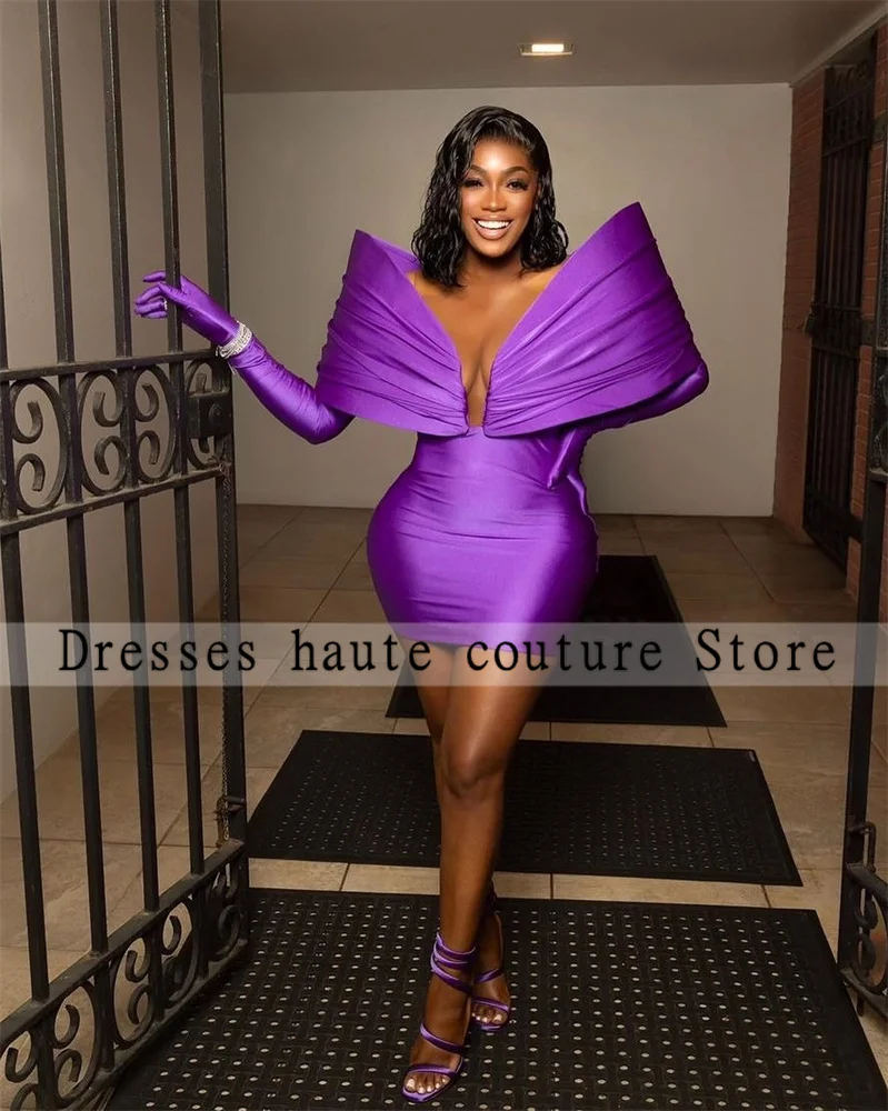 

Stunning New Arrival Purple Prom Gown 2025 With Two Gloves Off Shoulder Birthday Party Cocktail Dresses Robe De Bal Customized