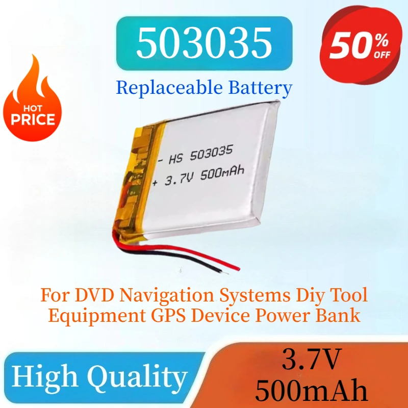 

New 503035 Rechargeable Li-Po Battery 3.7V 500mAh for DVD Navigation Systems Diy Tool Equipment GPS Device Power Bank Batteries