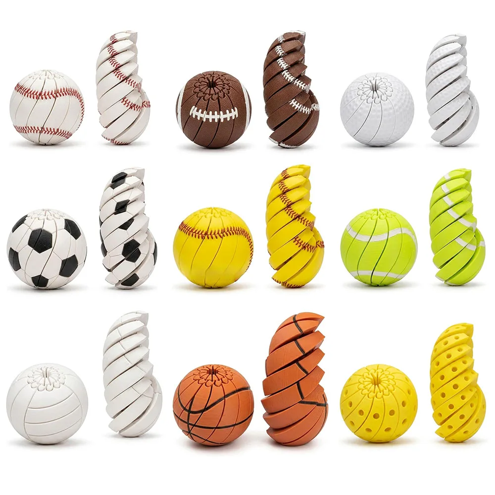 3D Printed Transformable Spinner Fidget Balls Football & Baseball Fidget Ball Toy Office Fidget Gadge Gift Toys Anti-stress Toy