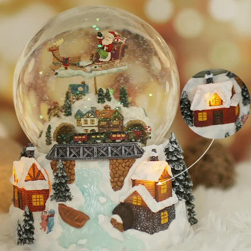 

Christmas Music Box Kids Birthday Gift Snowflake Crystal Ball Music Box Rotating Girlfriend Home Decor