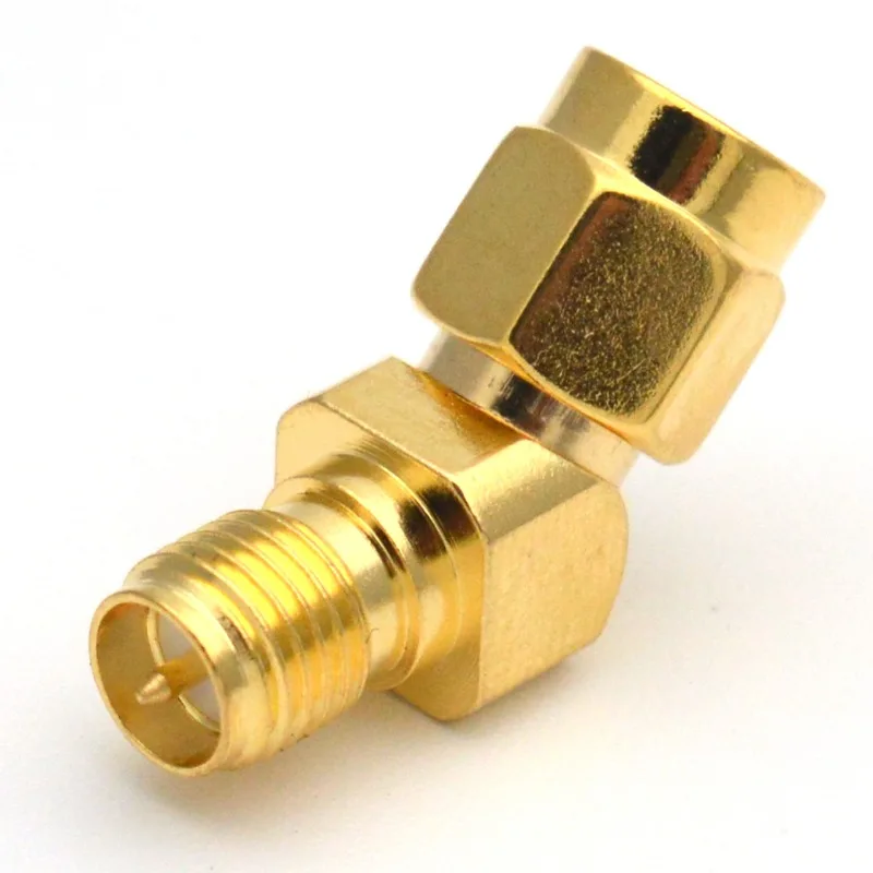 SMA-JKW WIFI نقل الصور FPV محول SMA ذكر إلى SMA أنثى الكوع 135 درجة 45 درجة زاوية مائلة ، نحاس نقي