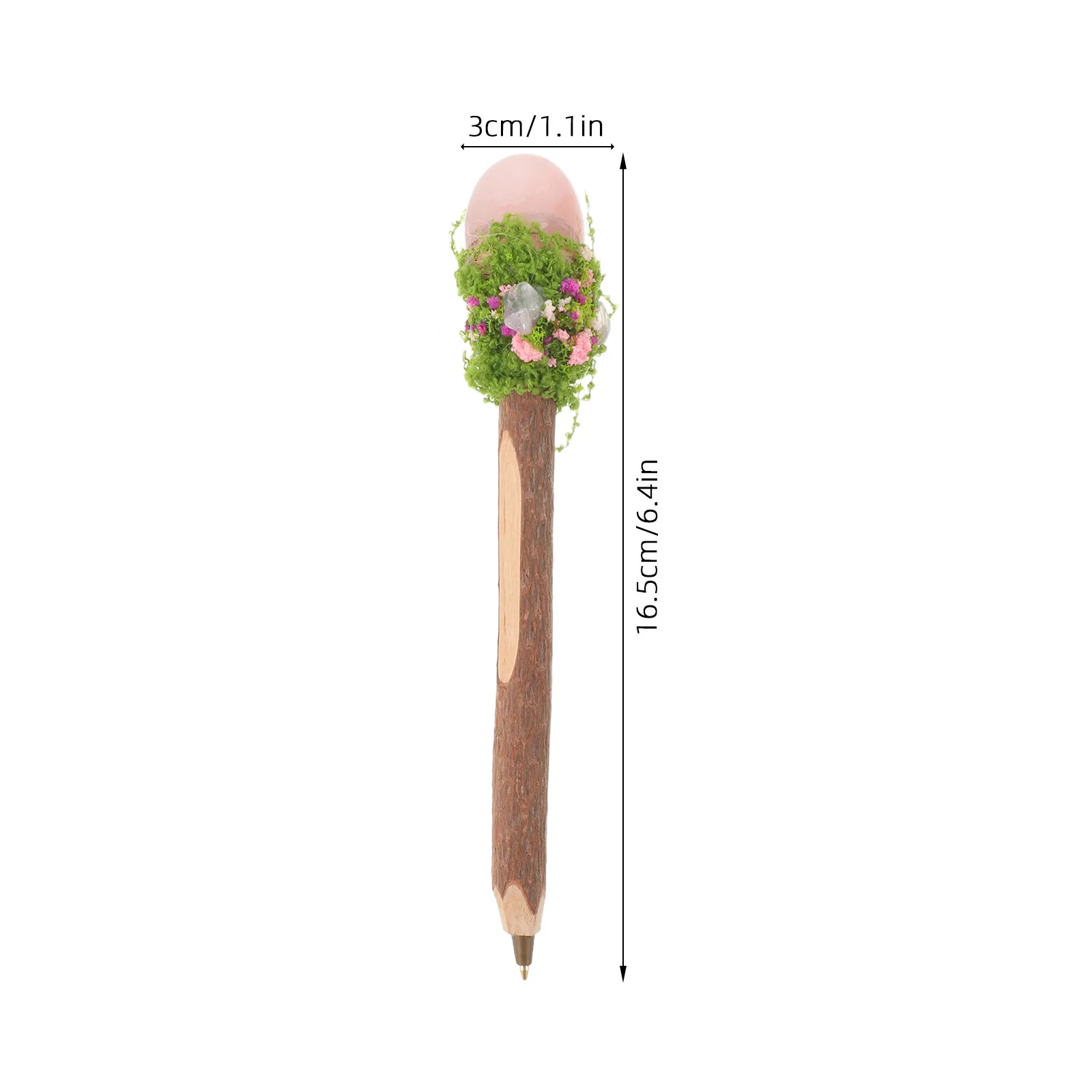 Wood Ballpoint Pen Crystal Top Rustic Tree Bark Pen Office School Home 0.7mm Medium Point Black Ink Smooth Writing Journaling