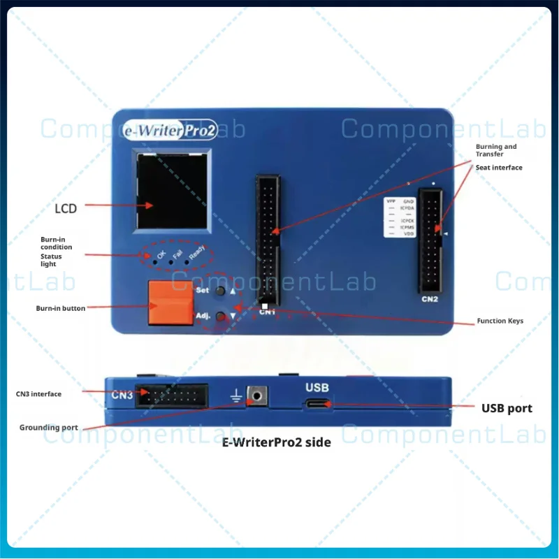 For Holtek e‑WriterPro2 Programmer, 8‑bit & 32‑bit MCU Writer Burner, Microcontroller Programming Tool