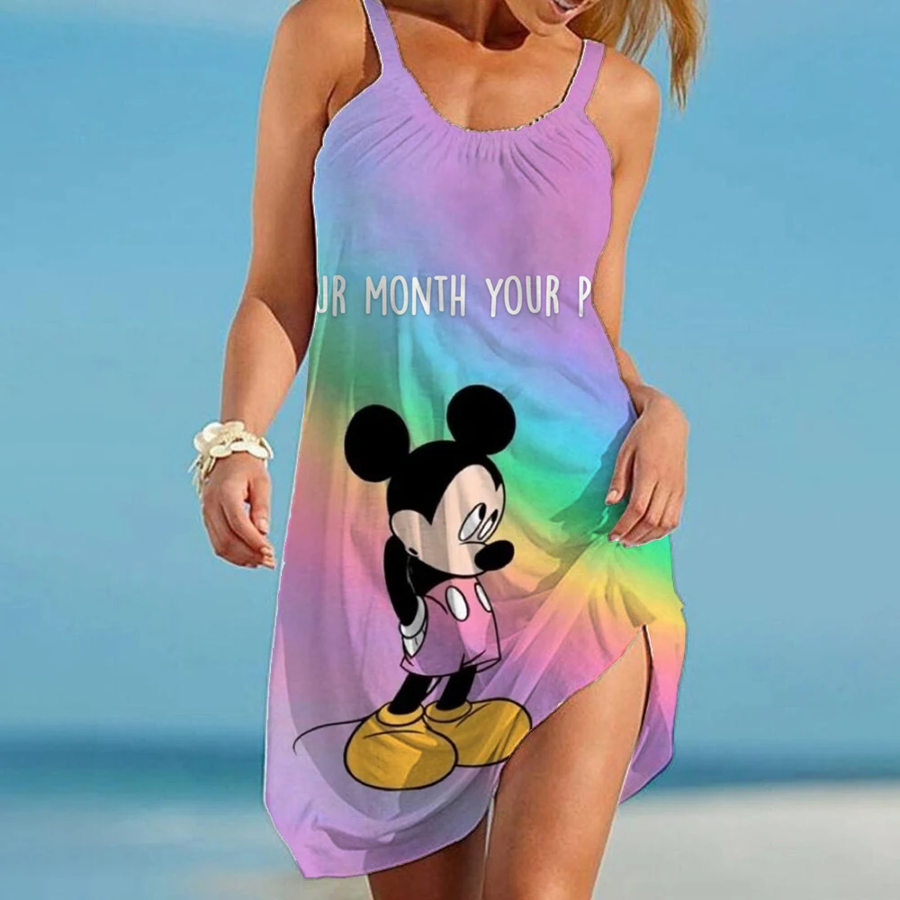 Robe de Soirée de Style Boho avec Imprimé de Donald Duck pour Femme, Tenue de Plage Sexy et Élégante, Haut en Fibre2025