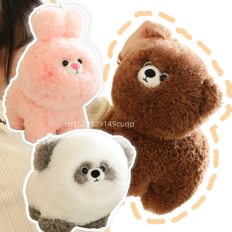

Милая серия животных с длинными волосами, плюшевая кукла, круглая Толстая кошка, собака, панда, кролик, коричневый медведь, Высококачественная плюшевая игрушка, мягкая набивная хлопковая игрушка