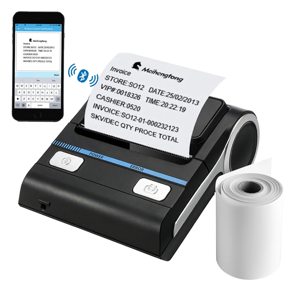 

MHT-P26 Portable Android Phone Receipt Printer 80mm Bluetooth Thermal Printer Inkless Bill Receipt POS Printer Support Loyverse