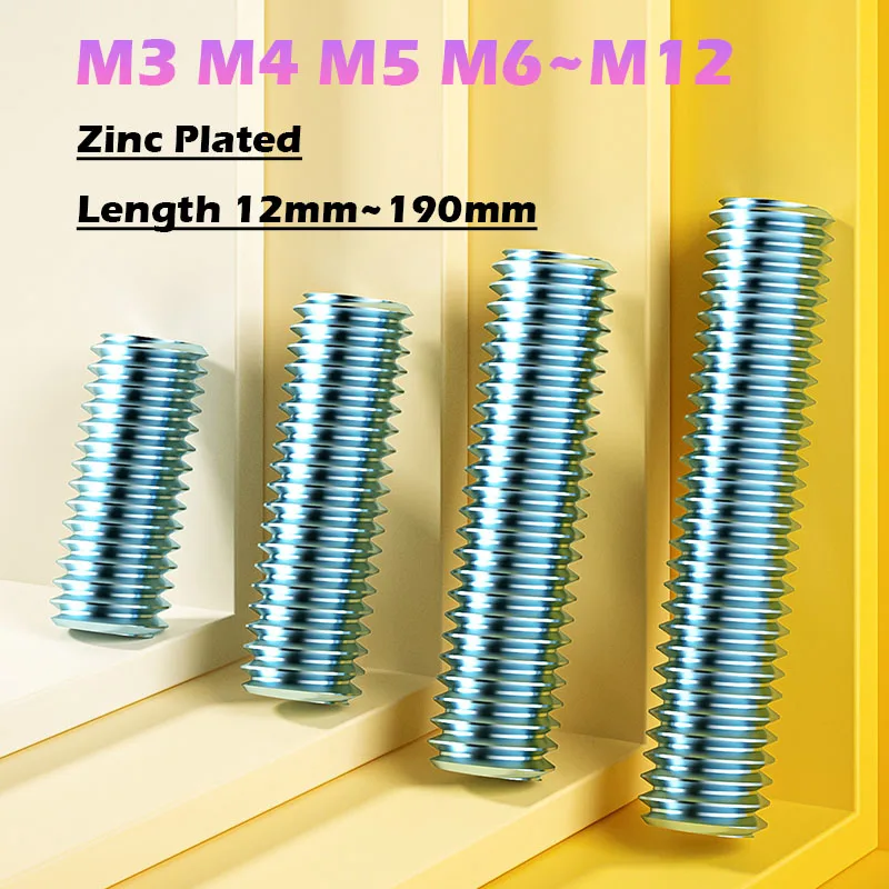 M3 M4 M5 M6 M8 M10 M12 Zinc Plated Full Threaded Rod Fully Metric Thread Rods Bar Screw Galvanized Bolts Stud Tooth Stick