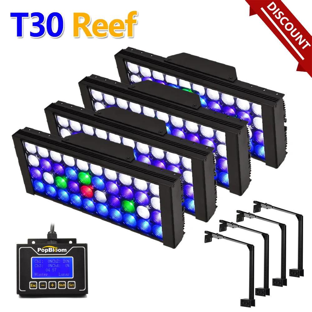 PopBloom-Full Spectrum LED Aquarium Lighting, Marine Aquarium Lamp for Reef Fish Tanks, Smart Controller Control, 180-240cm