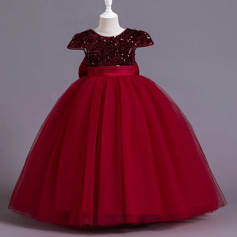 

Elegant Luxury Girls Dress Bridesmaid Sequin Long Princess Dresses Kids Christmas Birthday Gown Children Evening Prom Vestidos