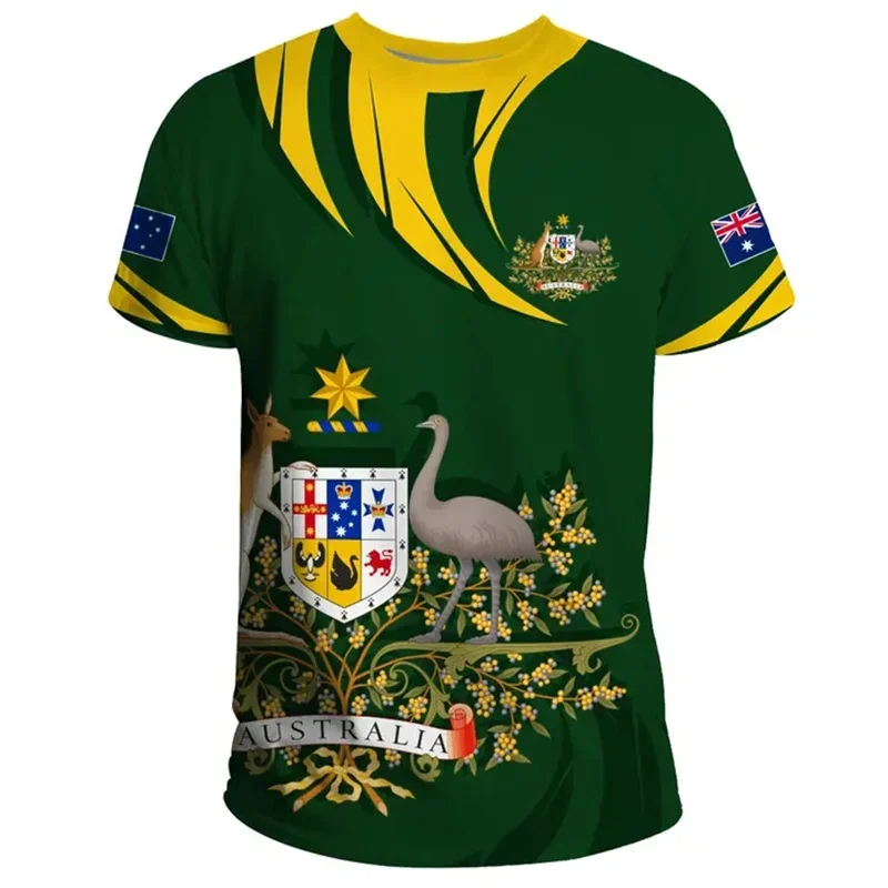 Summer Fashion New 3D Australia National Flag Emblem Printing T Shirt Australia Coat Of Arms Graphic Short Sleeves Clothing Tops