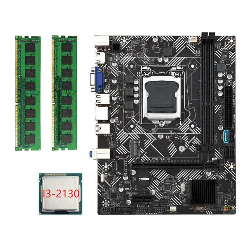 B75M-VH Desktop Motherboard +I3-2130 CPU +2X DDR3 1600Mhz 8G RAM LGA 1155 USB 3.0 SATA 3.0 Computer Motherboard Replacement