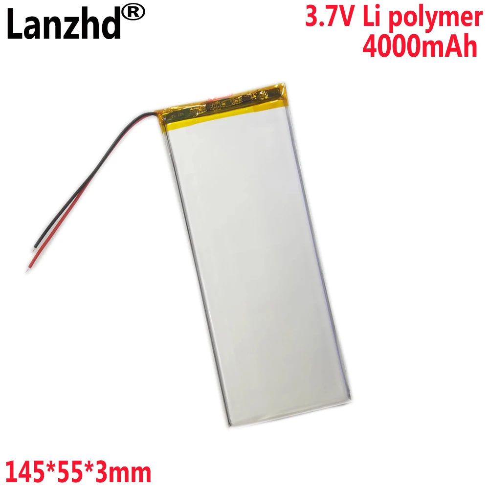 3.7V polimer Li 4000mAh bateria do płaski Panel baterii tablet 3055145 wbudowanej baterii 145*55*3mm