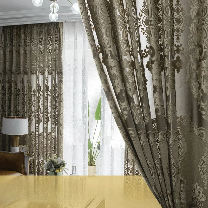 Customized Elegant Ethnic Style Light-transmitting Curtains Living Room Balcony Bay Window Floor-to-ceiling Curtains