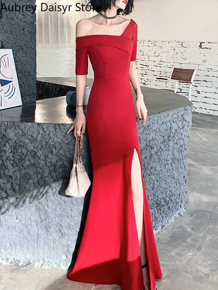 

Summer Elegant Red Long Dress Women Sexy Vintage Irregular Designer Formal Occasions Dress Casual Chic Evening Party Dress 2024