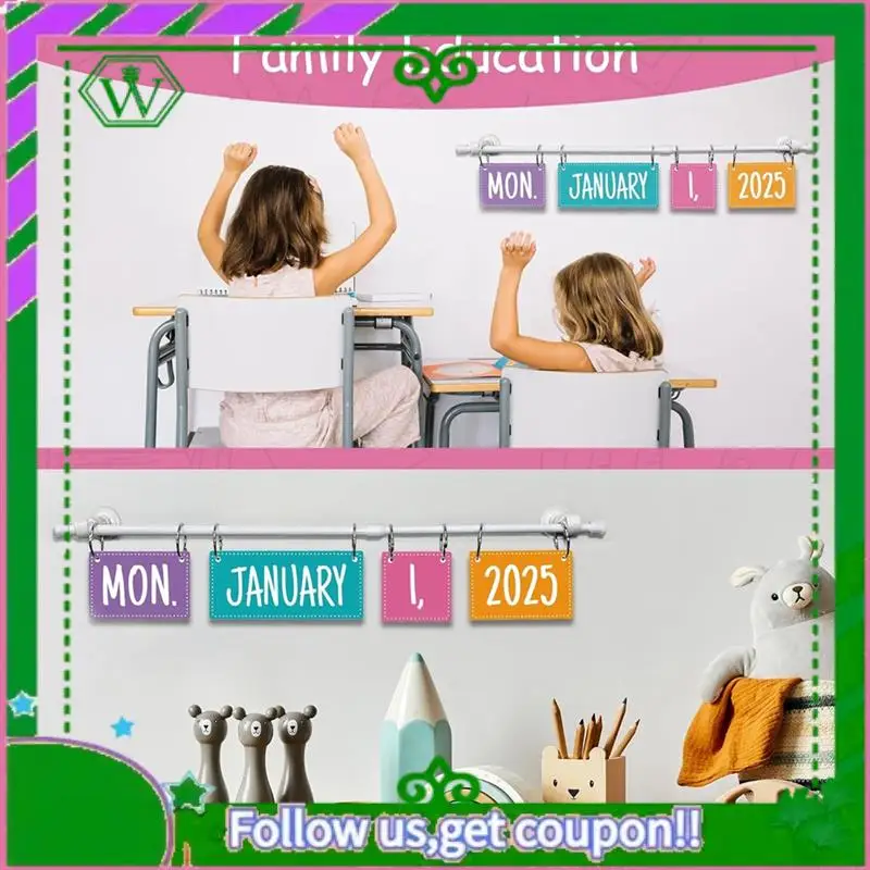 교실 장식용 홀더가 있는 ABIK-컬러풀 플립 교실 달력, 날짜 카드 54개 포함 게시판 세트