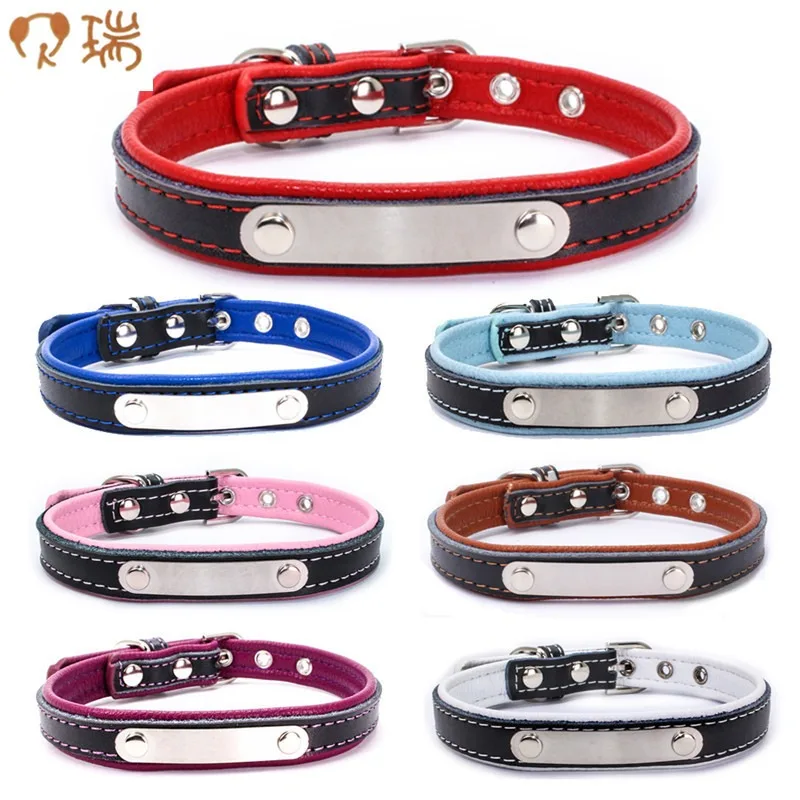 Personalized Dog Cat Collar Adjustable Crystal Collars Anti-lost Leather Puppy Cats Necklace Bowtie Rhinestone Accessories