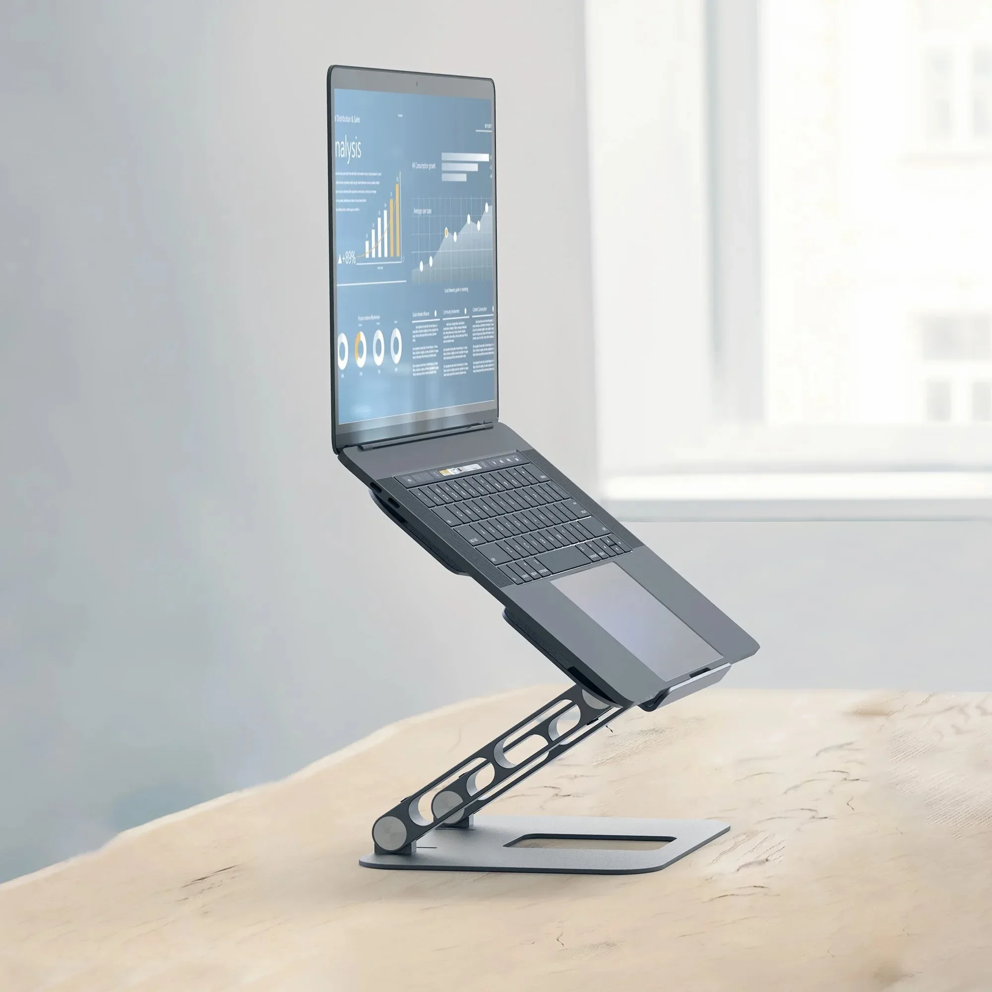 

Multi-Angle Laptop Stand, Adjustable Viewing Angles And Heights