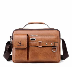 Single Shoulder Bag Large Capacity Multi Space PU Material Men's Handbag Commuting Bag Business Bag Casual Bag