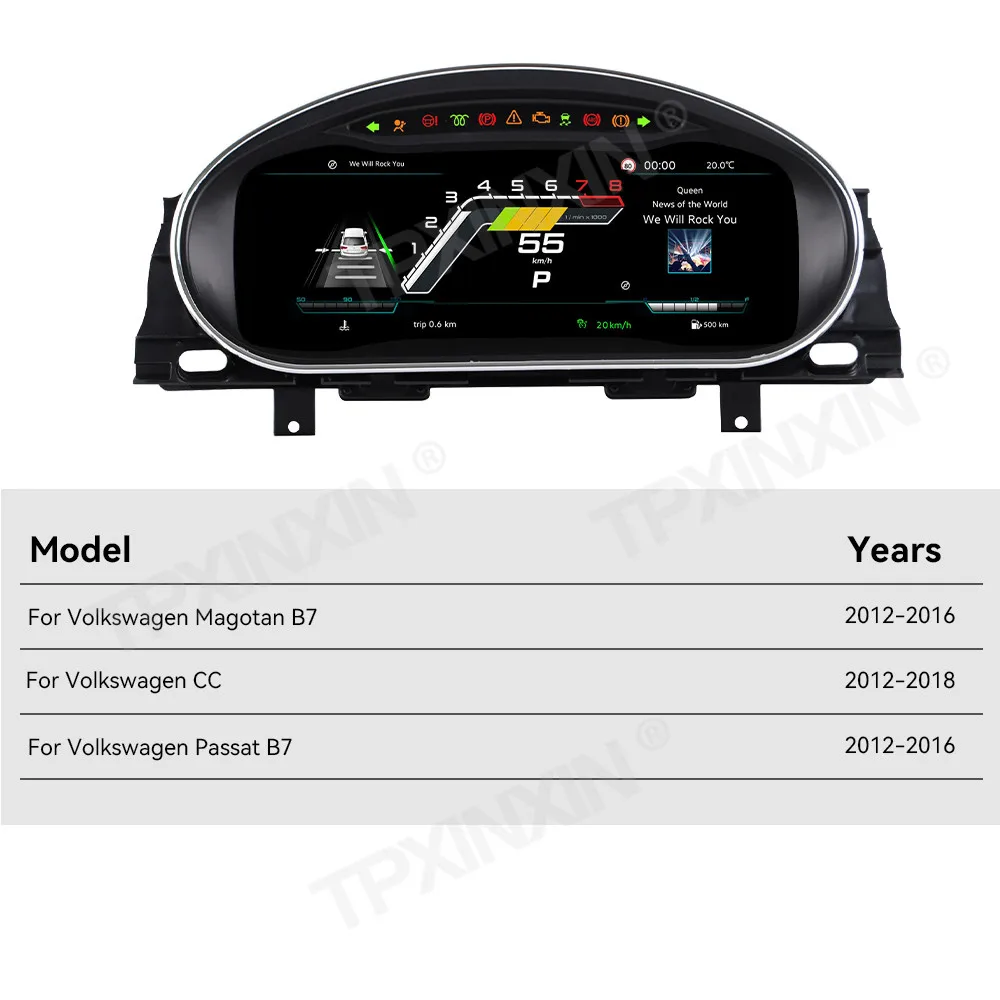 

12.3‘’ For VW CC Passat B7 Magotan 2012~2018 Digital Performance Display Dashboard Speed Table Car Virtual Meter Screen Linux