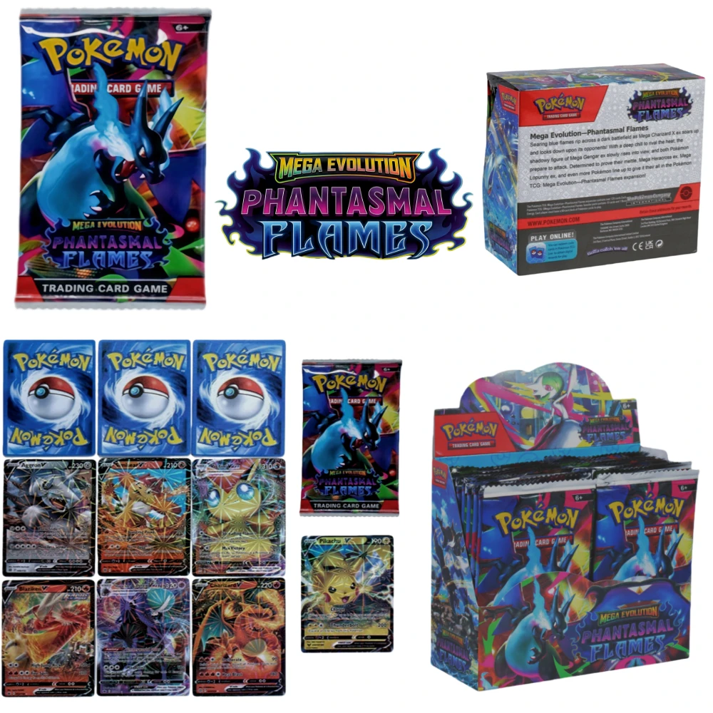 

Новый набор карт Pokemon MEGA EVOLUTION Phantasmal Flames, 40-360 шт./компл., английский бустер, карточные игры, подарок для детей и фанатов аниме, игрушка на день рождения