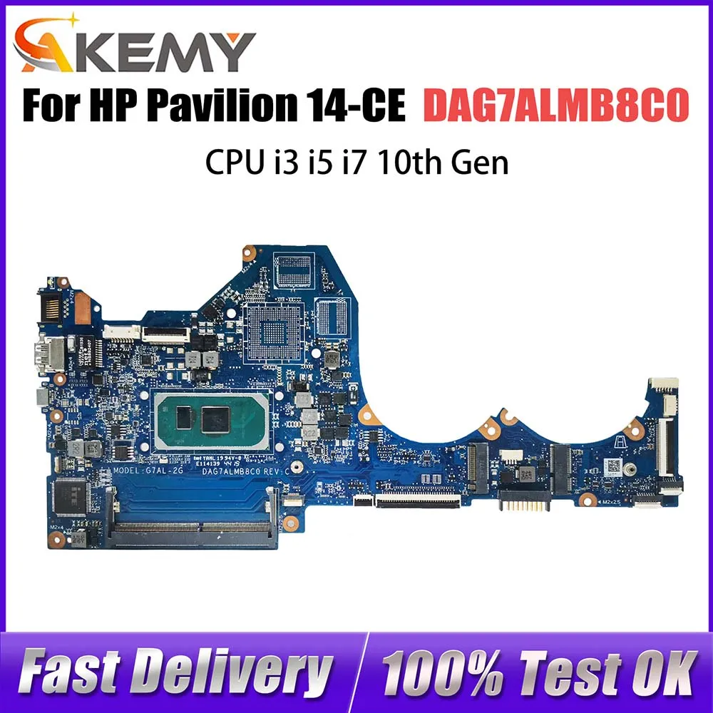 Notebook Mainboard For HP Pavilion 14-CE L67081-601 L67078-001 DAG7ALMB8C0 Laptop Motherboard with CPU i3 i5 10th Gen