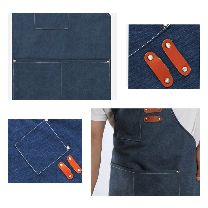 ผ้าแคนวาสเนื้อหนาผ้ากันเปื้อนแบบกันน้ำได้ใช้ในห้องครัวคาเฟ่ร้านทำเล็บชุดยูนิฟอร์มตัดผมสำหรับบริกรร้านดอกไม้ในสวน