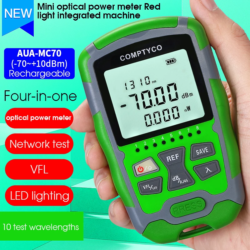COMPTYCO AUA-MC70 Rechargeable All-in-one Optical Power Meter(OPM)&Visual Fault Locator(1~50MW VFL) FTTH Tool Fiber Optic Tester