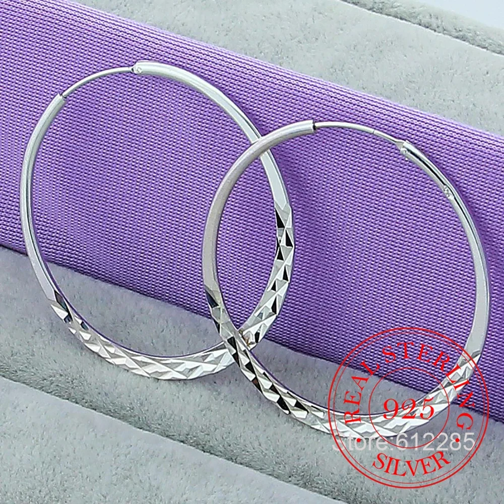 High Quality Hoop Earrings 925 Sterling Silver 5.0cm Circle Earrings for Women Fashion Jewelry Wholesale Factory Direct Sales