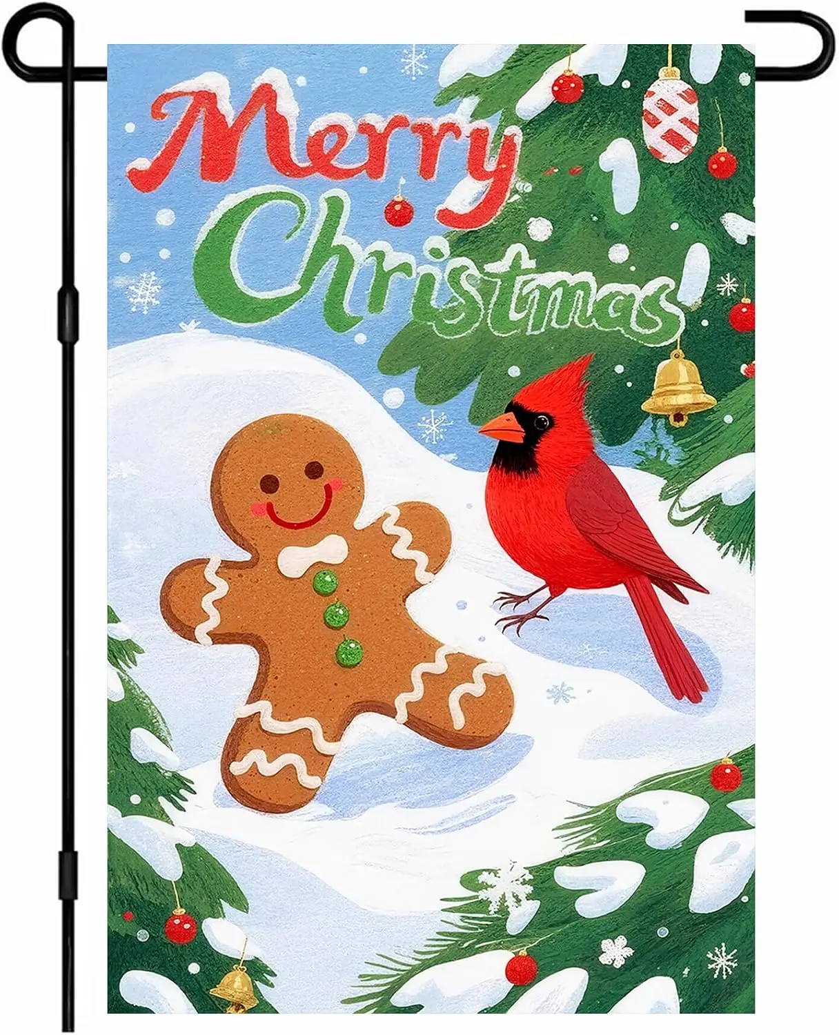Christmas Gingerbread Man Santa Garden Flag12x18 Inch Double Sided Winter Snow Bird Gift Box Tree Outdoor Christmas Decorati PPZ