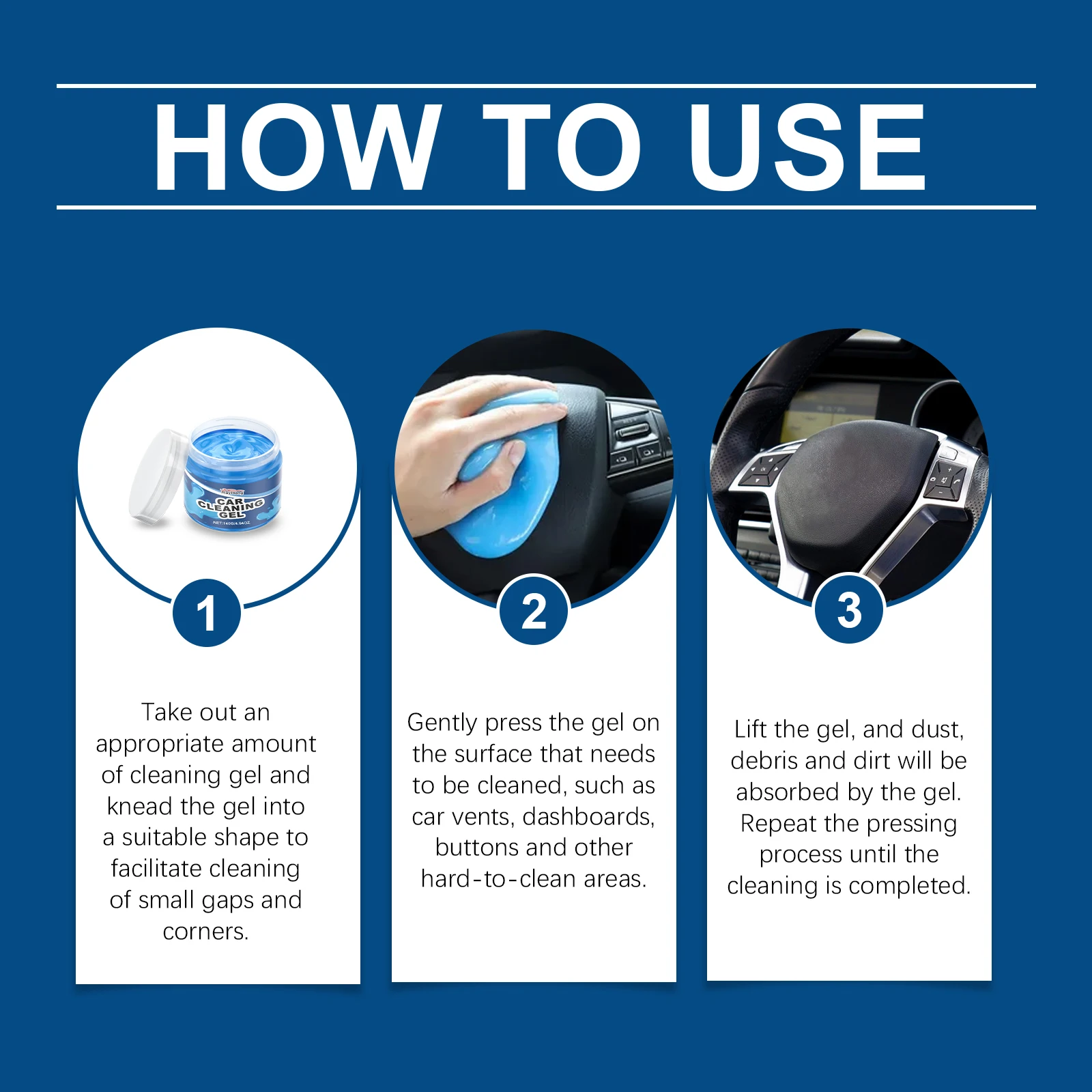 Car Cleaning Gel - Multi-Purpose Soft Adhesive For Air Vents & Interior Crevices, Dust Remover For Vehicle Care (147g) image 6
