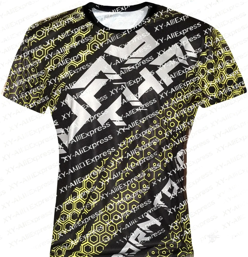 Men's Muay Thai 3D Graphic Quick-Dry T-Shirt, Geometric Italic Letter Print Combat Top, for Kickboxing, Fighting, and Streetwear