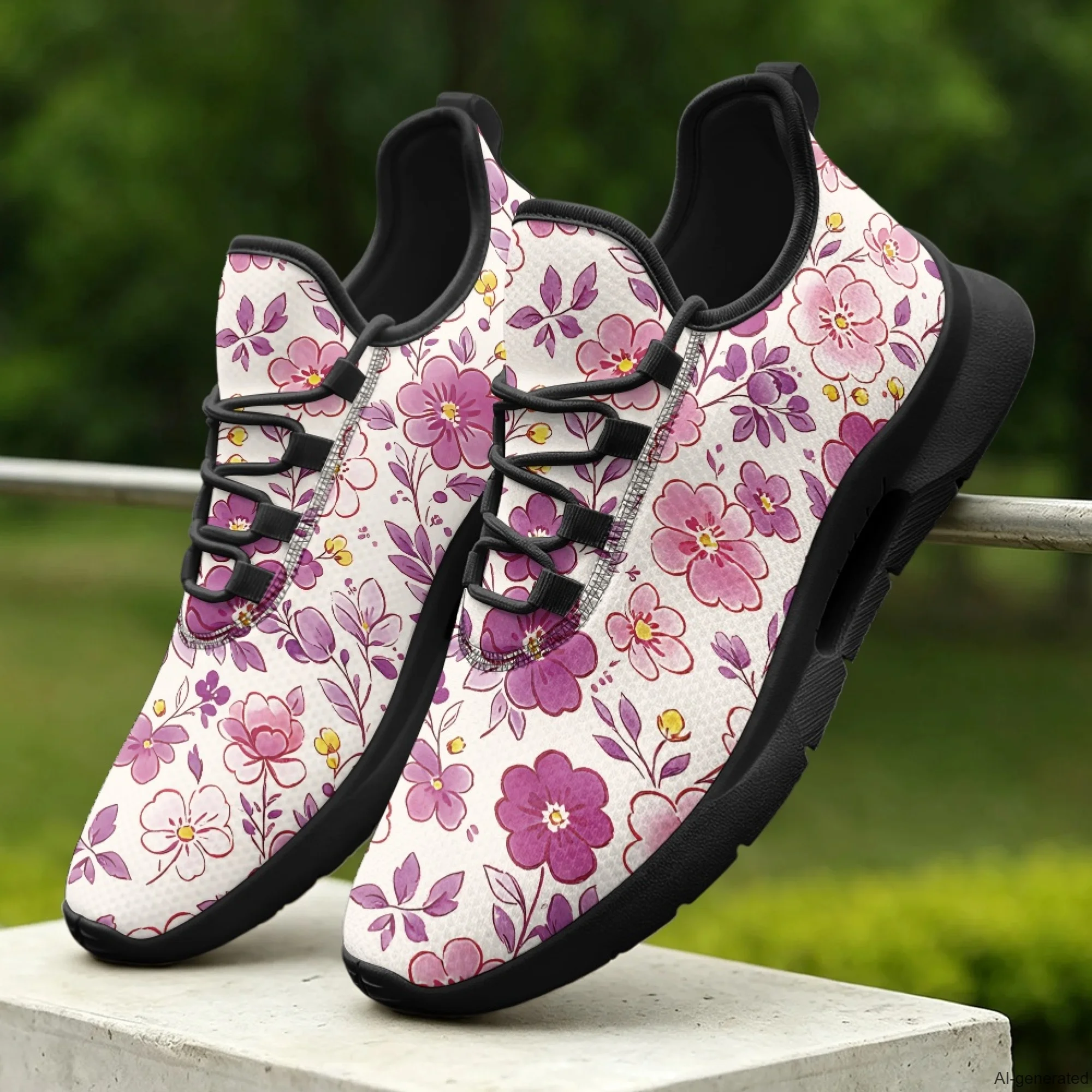 XIXIRIMIDO Nursing Sneakers for Woman Lace-up Casual Shoes Cheap Nursing Shoes for Women Nice Non-slip Nurse Sneakers Flower