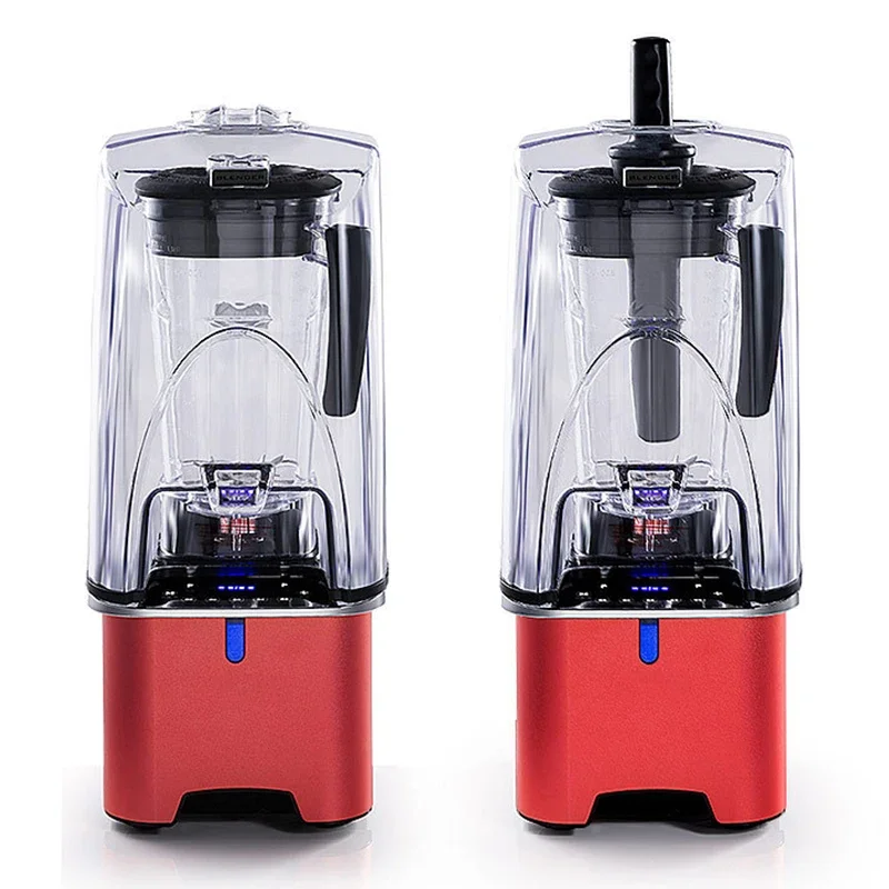 Q9 كسارة الجليد آلة عصير مع غطاء عازل للصوت 2L الحليب التجاري الشاي متجر عصير الفاكهة سحق الجليد الضغط