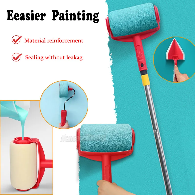 Multifuncional Paint Roller Brush Tools, Extensão Rod, Pintura de Parede, Rollers Runner, Decoração Home, 1.1m, 6Pcs
