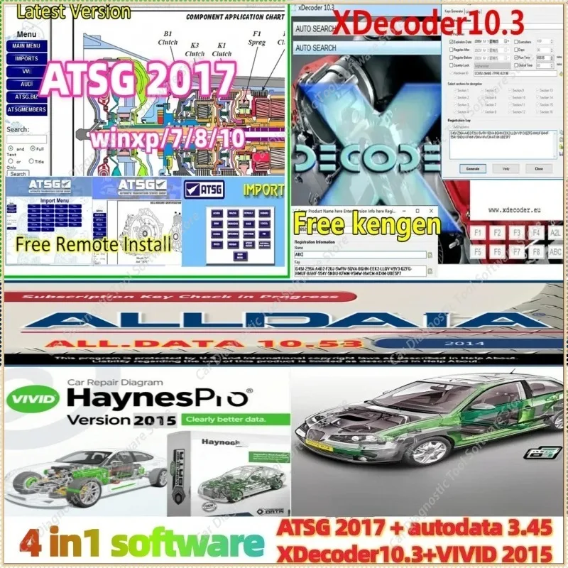 XDecoder10.3 Decoding VIVID 2015 repair diagrams AllDATA 10.53 Automotive repair data ATSG 2017 Diagnosis of transmissions lools